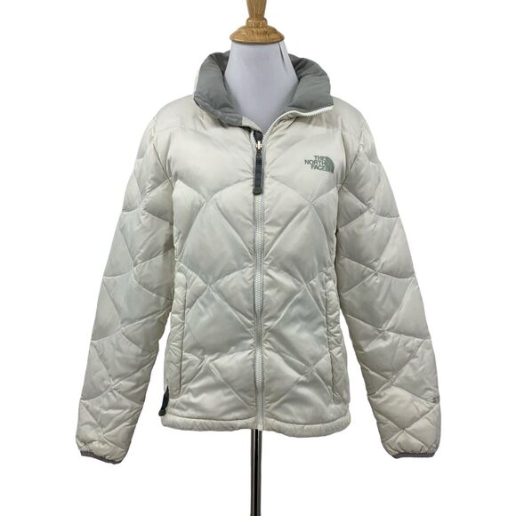 The North Face Alis Puffer Jacket Womens Medium Ivory 550 Down Insulated Quilted - Picture 1 of 16